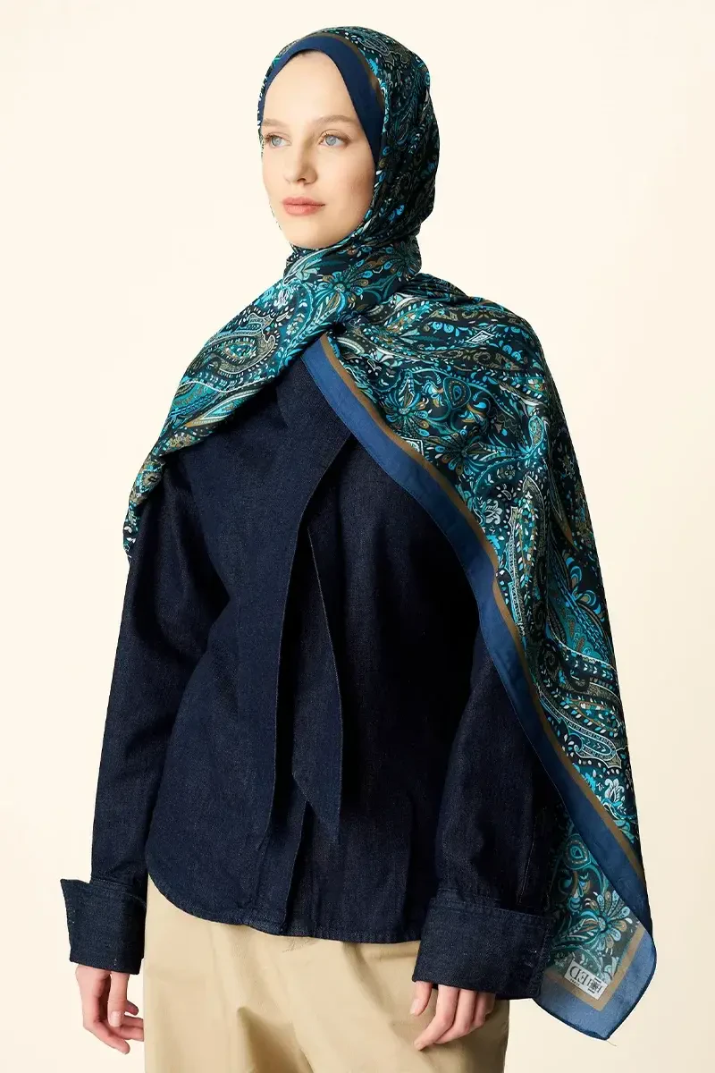 Fierce Floş Viskon Şal - Lacivert - ED SCARF