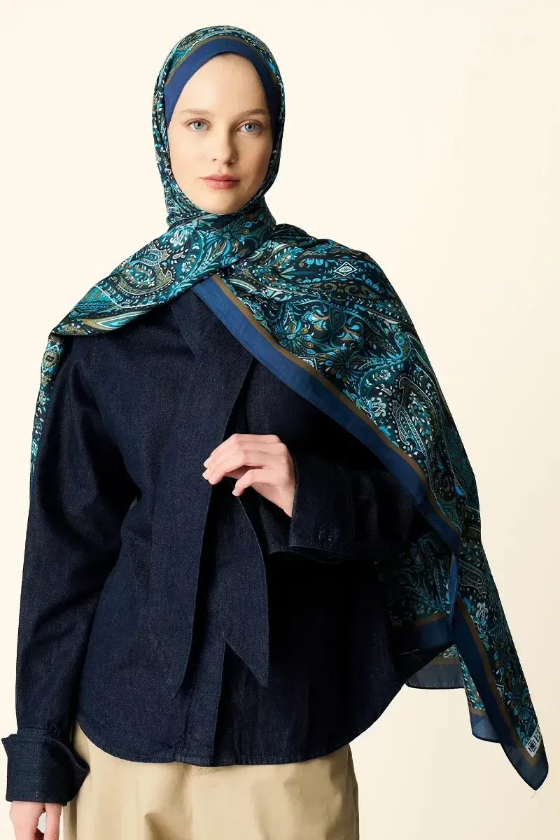 Fierce Floş Viskon Şal - Lacivert - ED SCARF