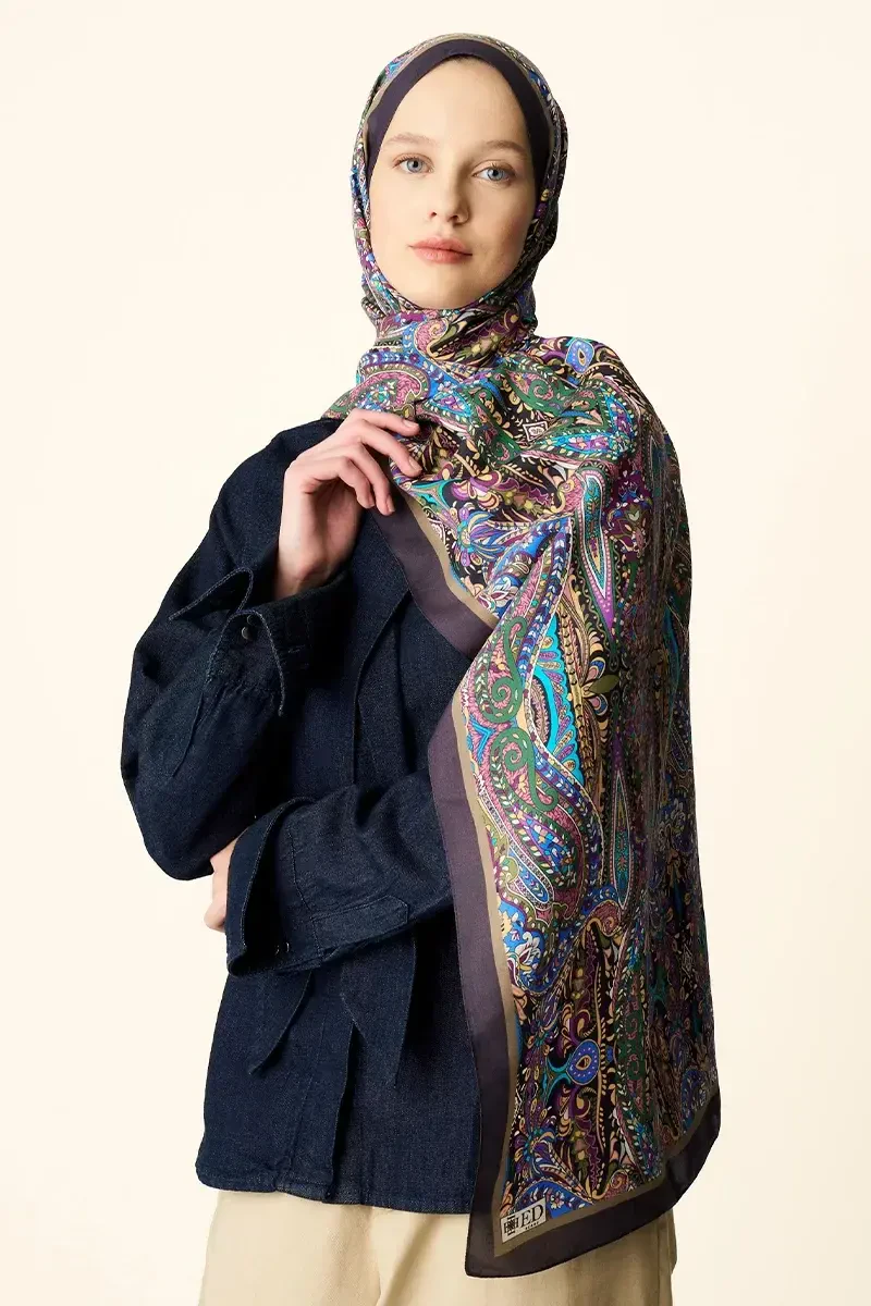 Fierce Floş Viskon Şal - Mor - ED SCARF