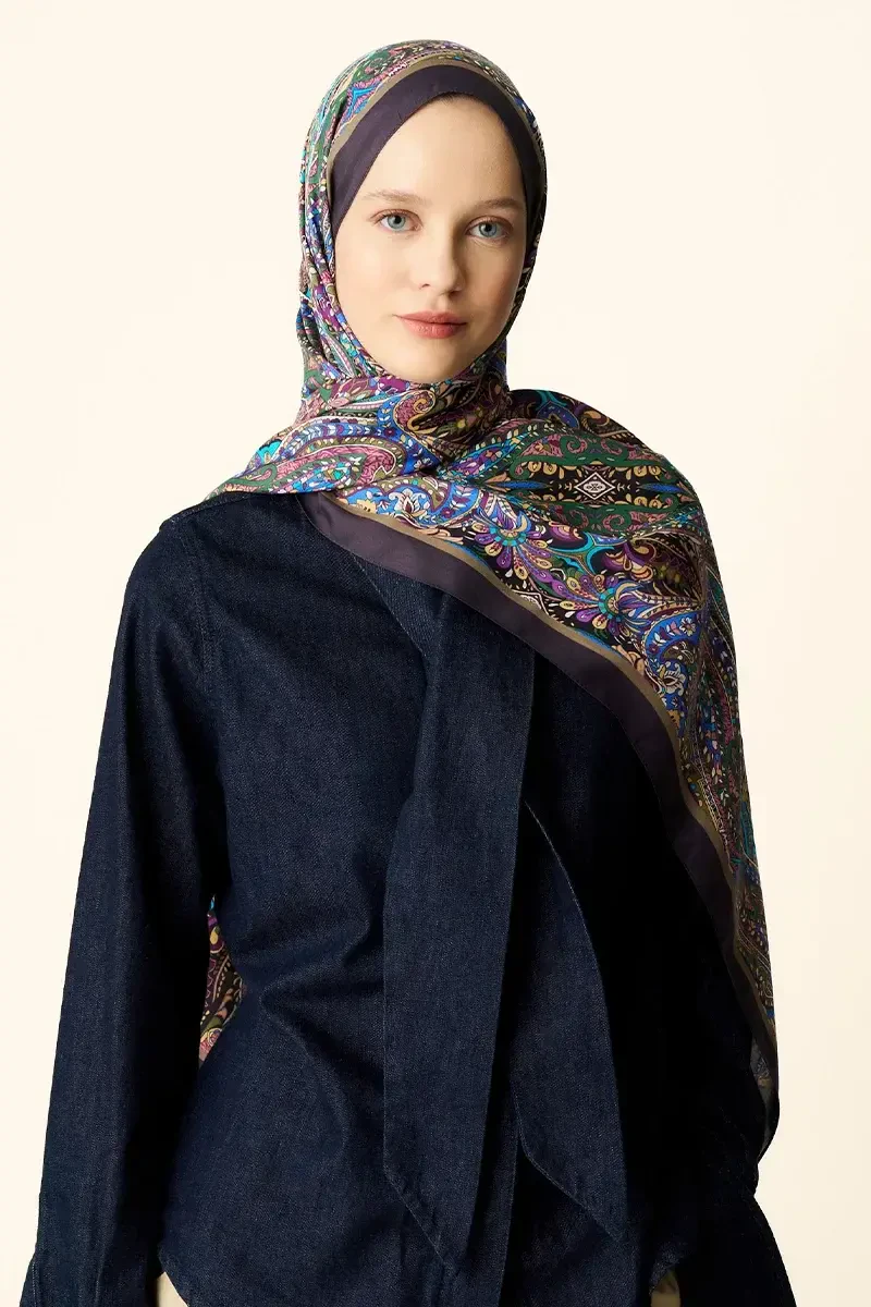 Fierce Floş Viskon Şal - Mor - 4