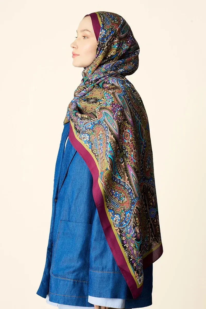 Fierce Floş Viskon Şal - Mürdüm - 1