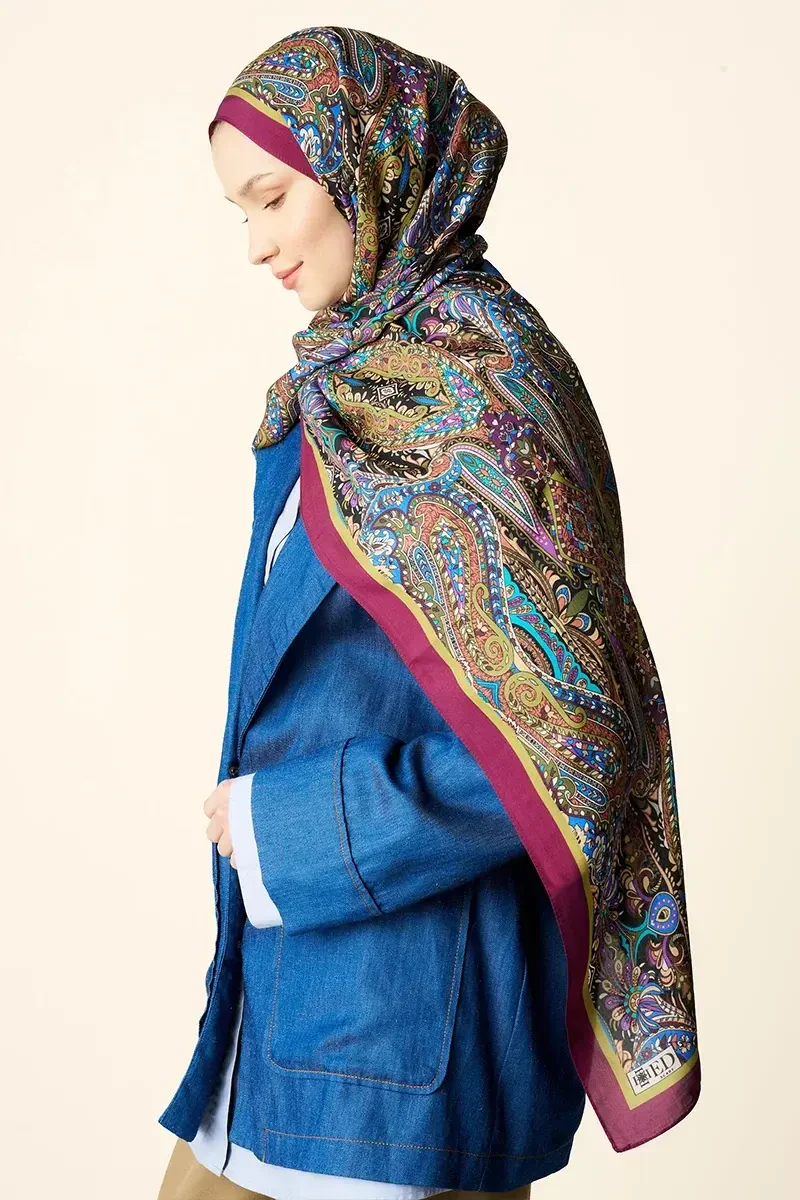 Fierce Floş Viskon Şal - Mürdüm - ED SCARF