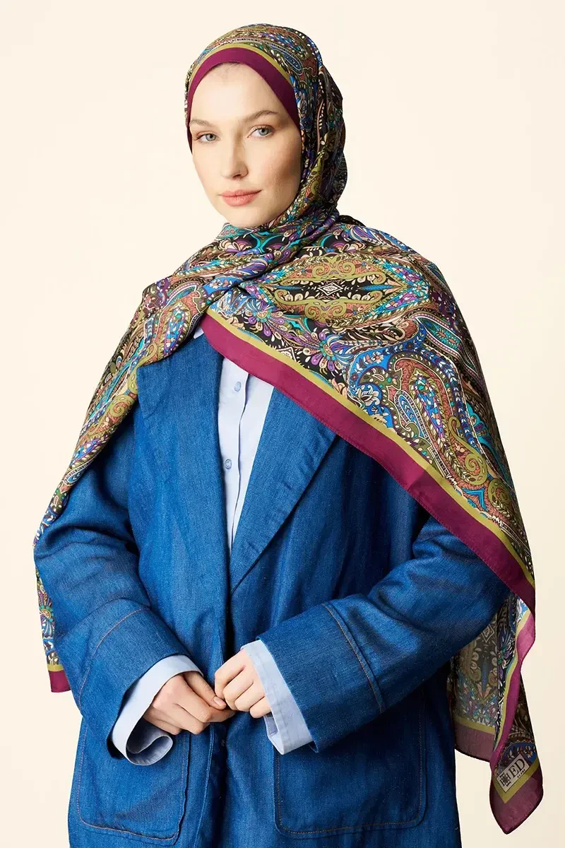 Fierce Floş Viskon Şal - Mürdüm - ED SCARF