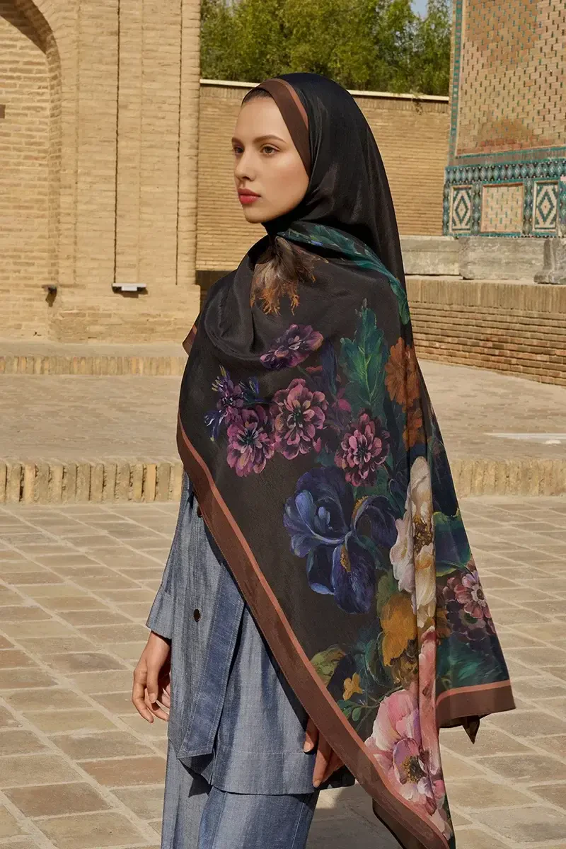 Floris Floş Viskon Şal - Kahverengi - ED SCARF