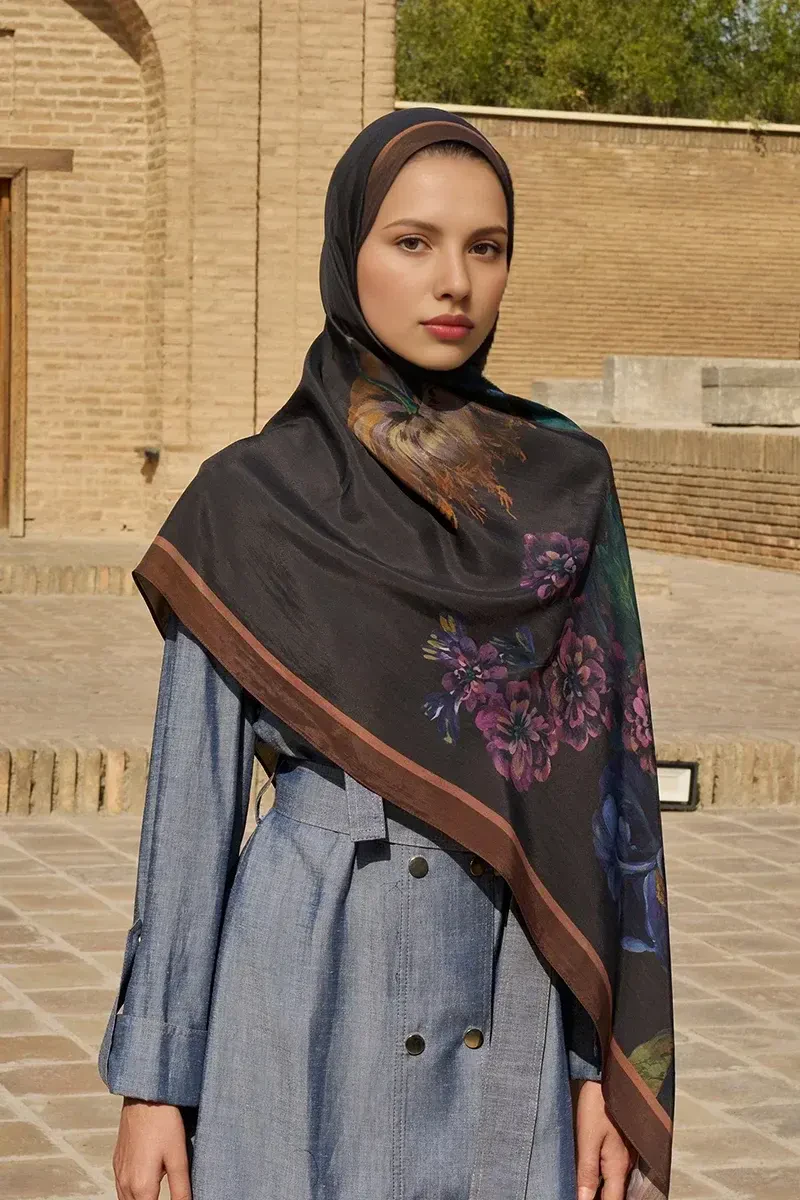 Floris Floş Viskon Şal - Kahverengi - ED SCARF