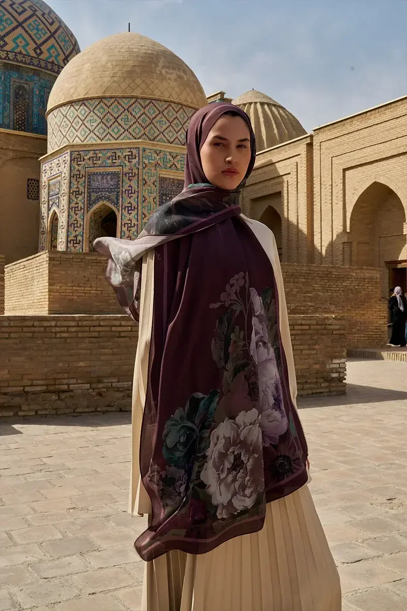 Floris Floş Viskon Şal - Mor - ED SCARF