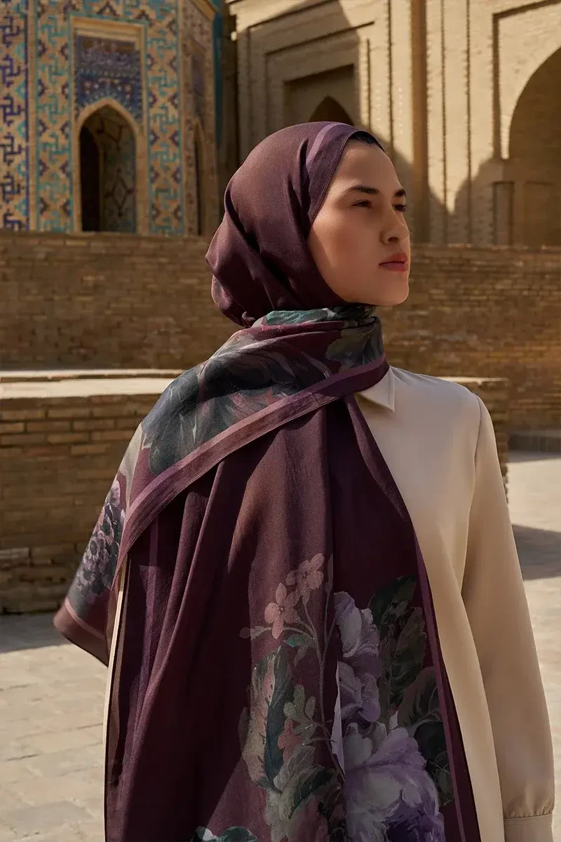 Floris Floş Viskon Şal - Mor - ED SCARF