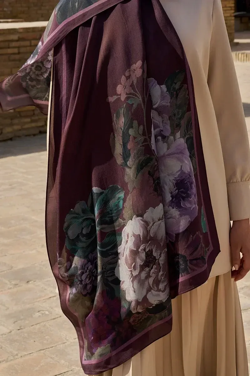 Floris Floş Viskon Şal - Mor - ED SCARF