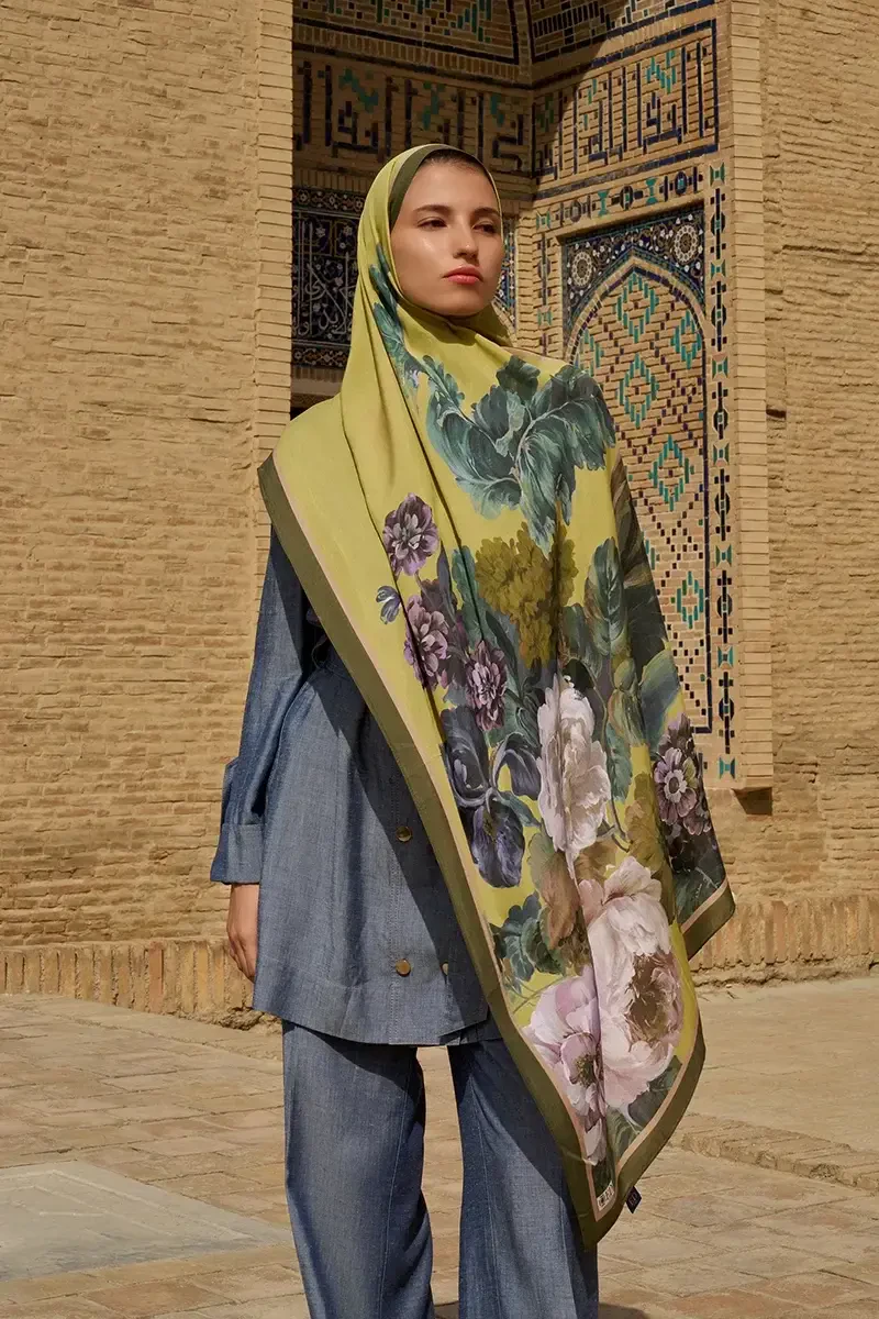 Floris Floş Viskon Şal - Sarı - ED SCARF