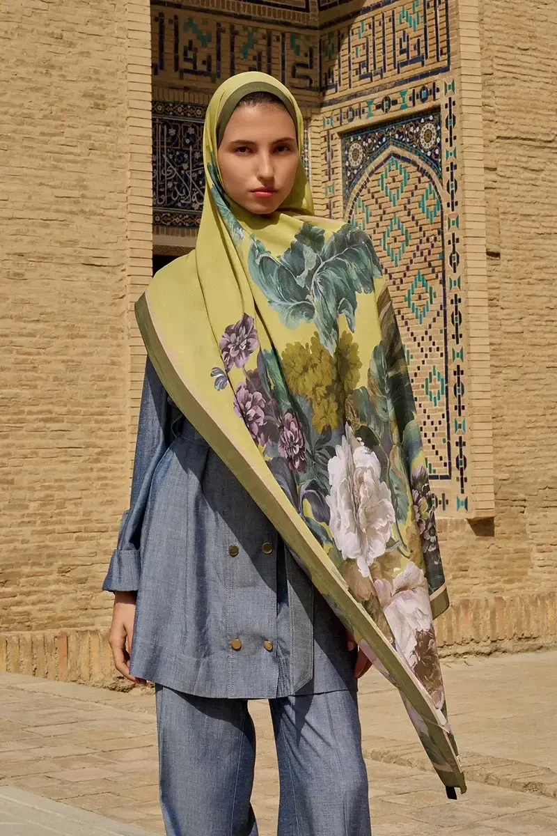 Floris Floş Viskon Şal - Sarı - 4