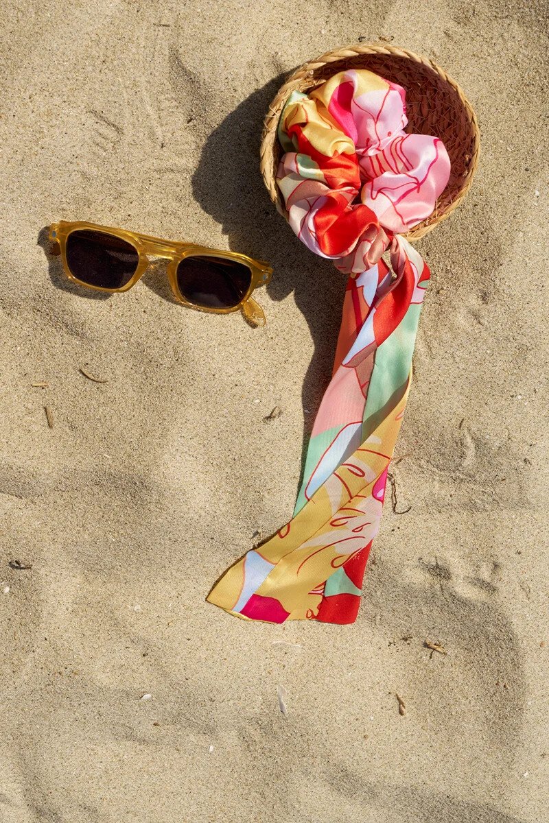 Fular Detaylı Desenli Toka - Pembe - ED Scarf