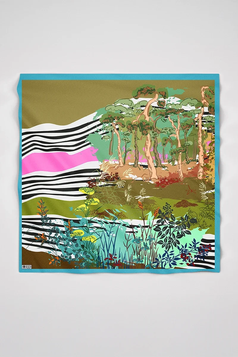 Glaze Botanic Desen Eşarp - Cam Göbeği - ED SCARF