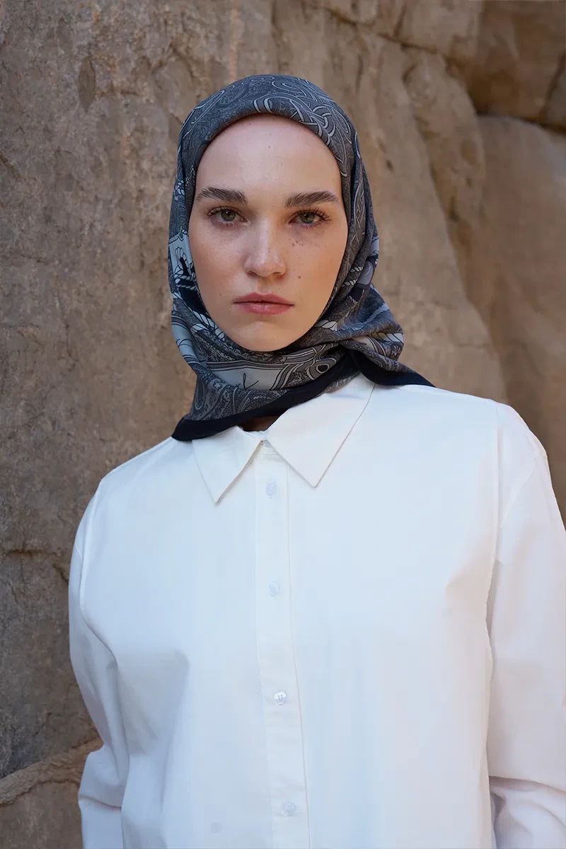 Glaze Braid Desen Eşarp - Siyah - ED SCARF