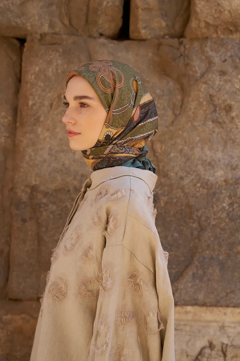 Glaze Braid Desen Eşarp - Yeşil - ED SCARF