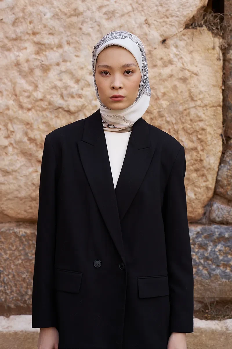 Glaze Chain Desen Eşarp - Bej - ED SCARF