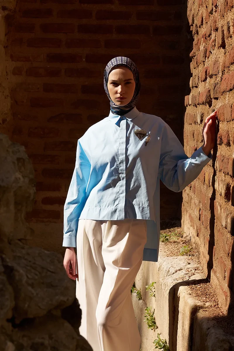 Glaze Chain Desen Eşarp - Lacivert - ED SCARF