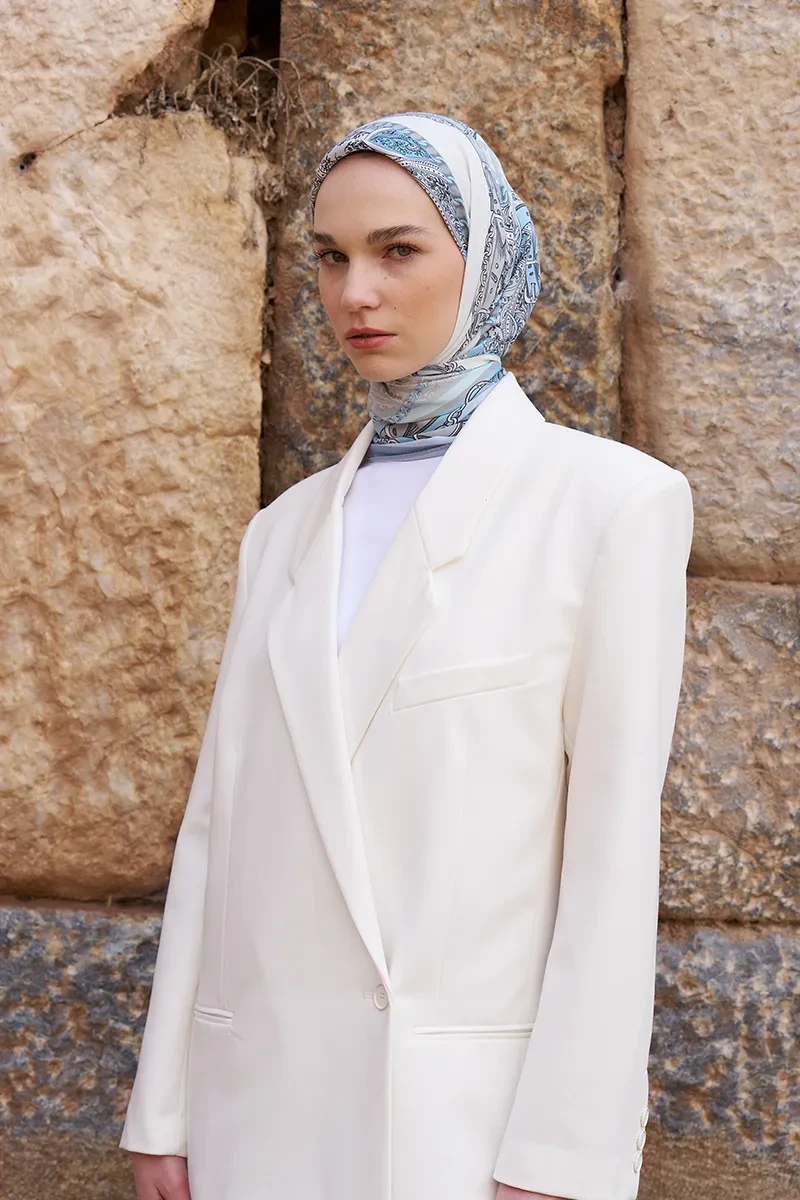 Glaze Chain Desen Eşarp - Mavi - ED SCARF