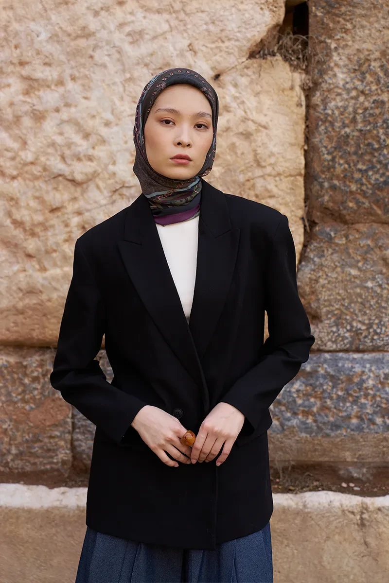 Glaze Chain Desen Eşarp - Mor - ED SCARF