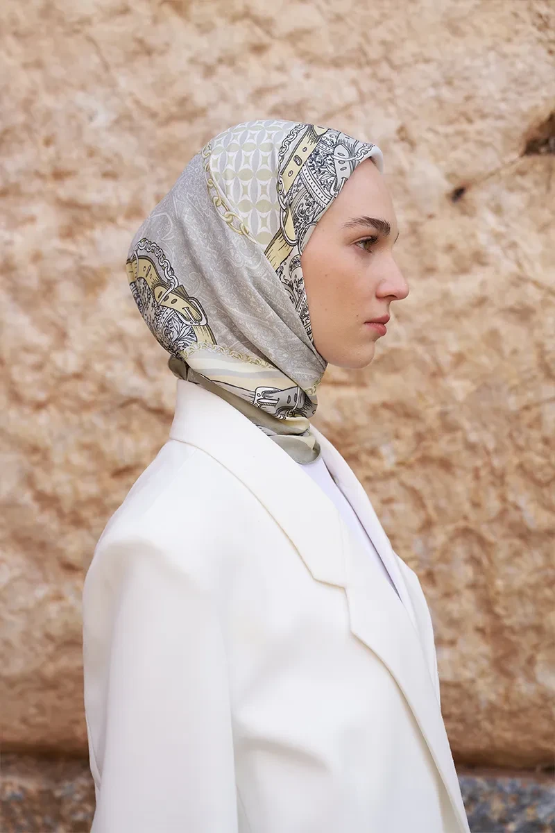 Glaze Chain Desen Eşarp - Sarı - ED SCARF