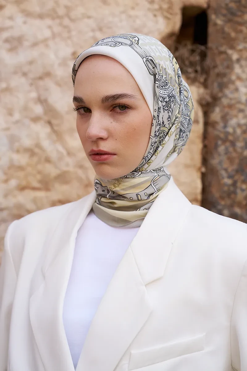 Glaze Chain Desen Eşarp - Sarı - ED SCARF