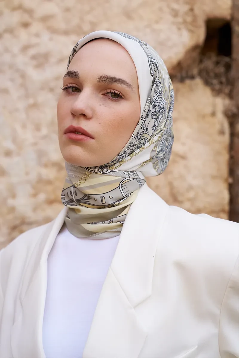 Glaze Chain Desen Eşarp - Sarı - ED SCARF