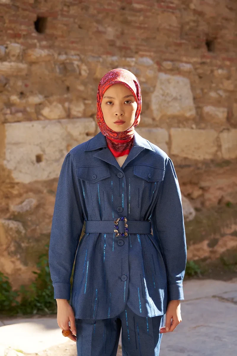 Glaze Endles Desen Eşarp - Kırmızı - ED SCARF