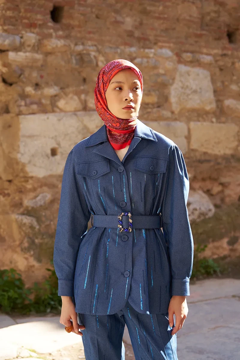 Glaze Endles Desen Eşarp - Kırmızı - ED SCARF