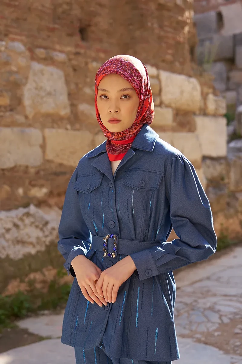 Glaze Endles Desen Eşarp - Kırmızı - ED SCARF