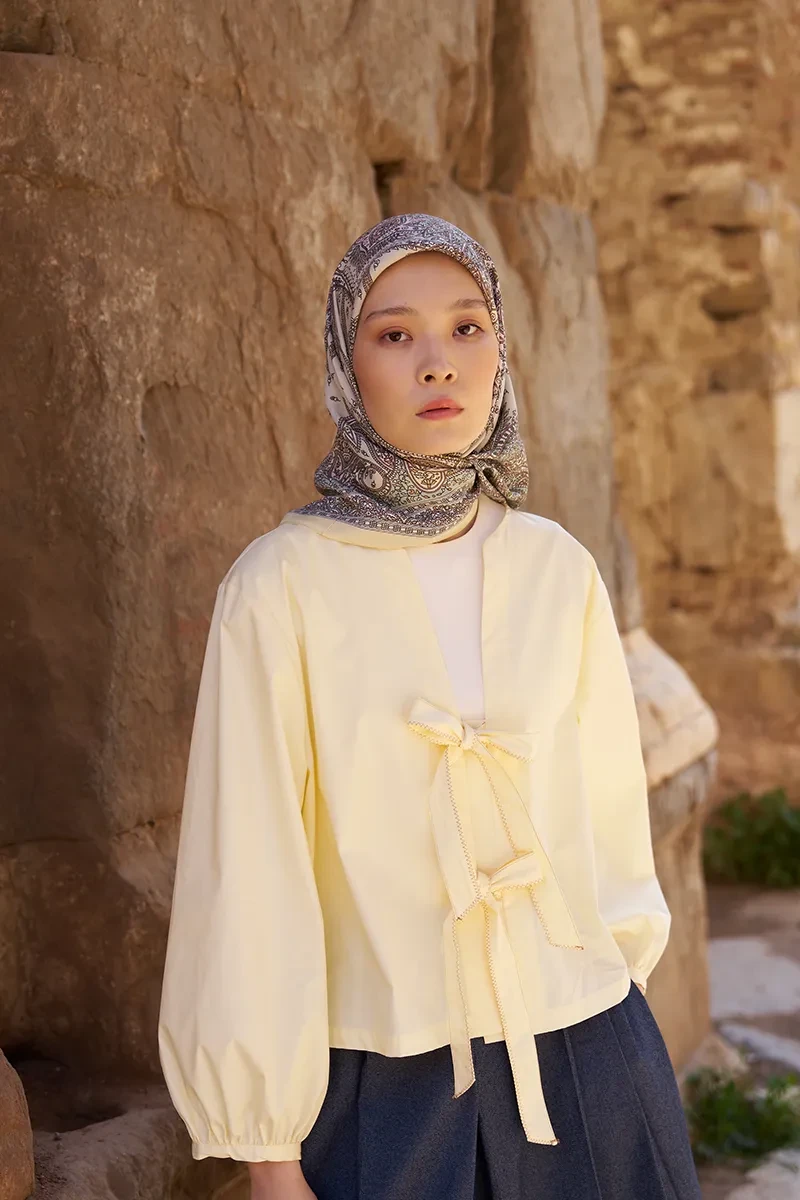 Glaze Endles Desen Eşarp - Sarı - ED SCARF