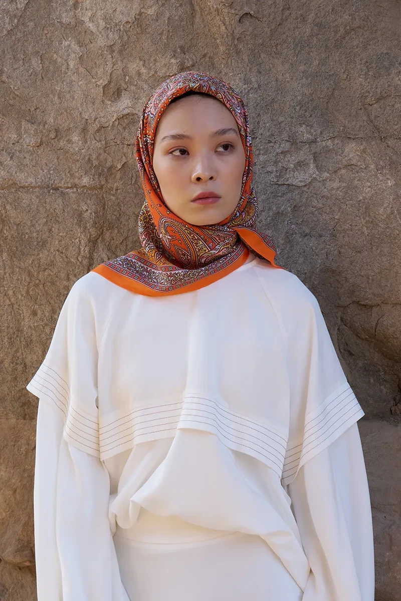 Glaze Endles Desen Eşarp - Turuncu - ED SCARF