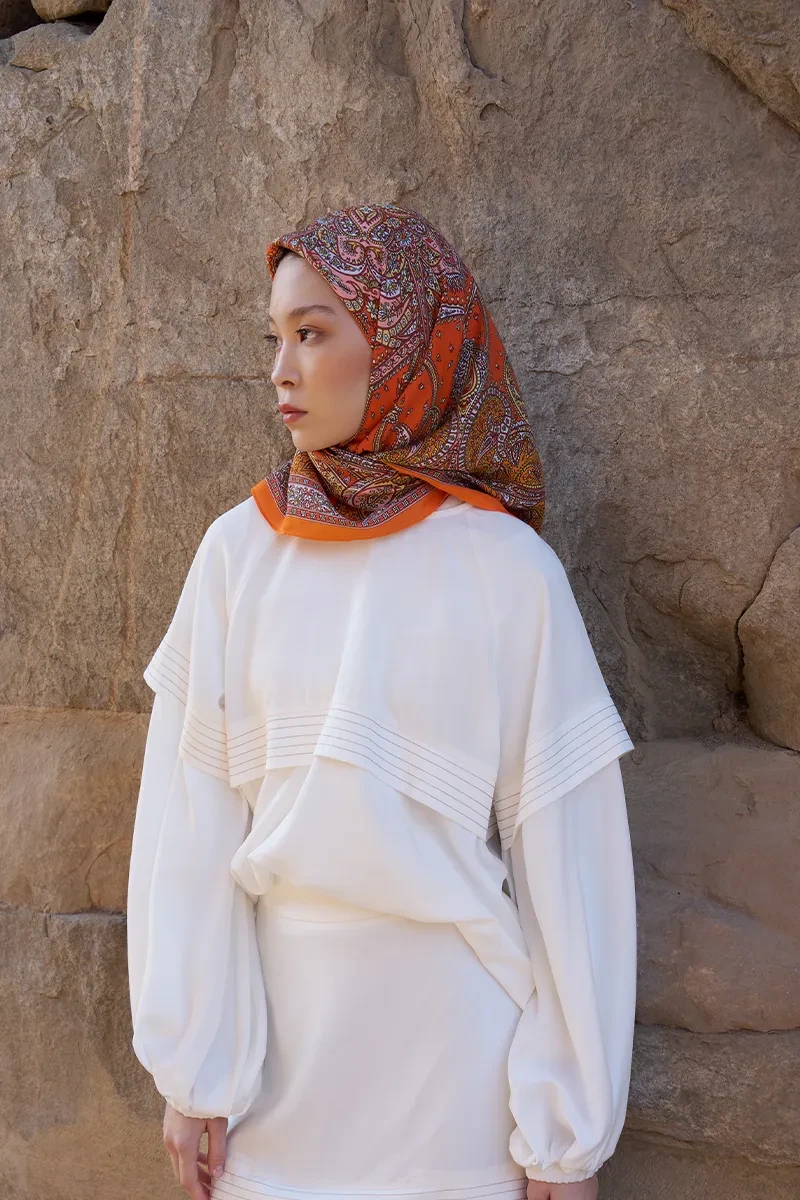 Glaze Endles Desen Eşarp - Turuncu - ED SCARF