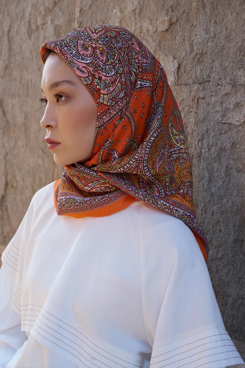 Glaze Endles Desen Eşarp - Turuncu - ED SCARF