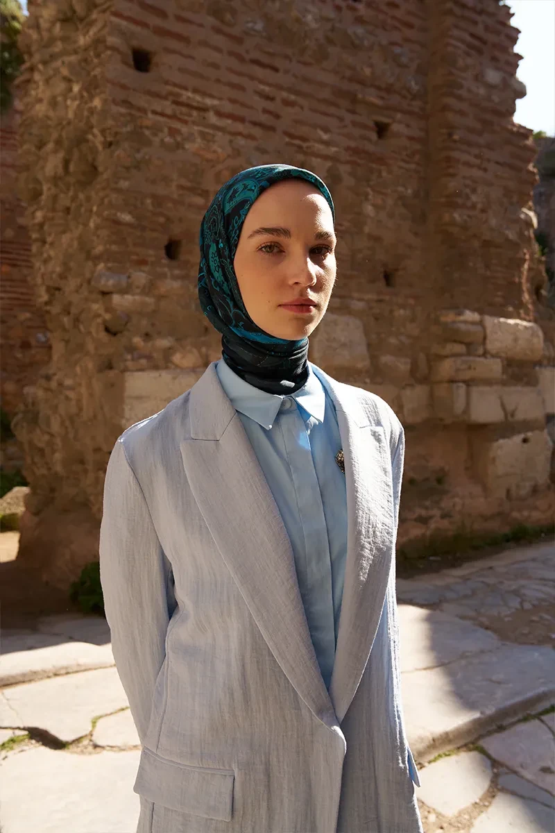 Glaze Mistral Desen Eşarp - Gece Mavisi - ED SCARF