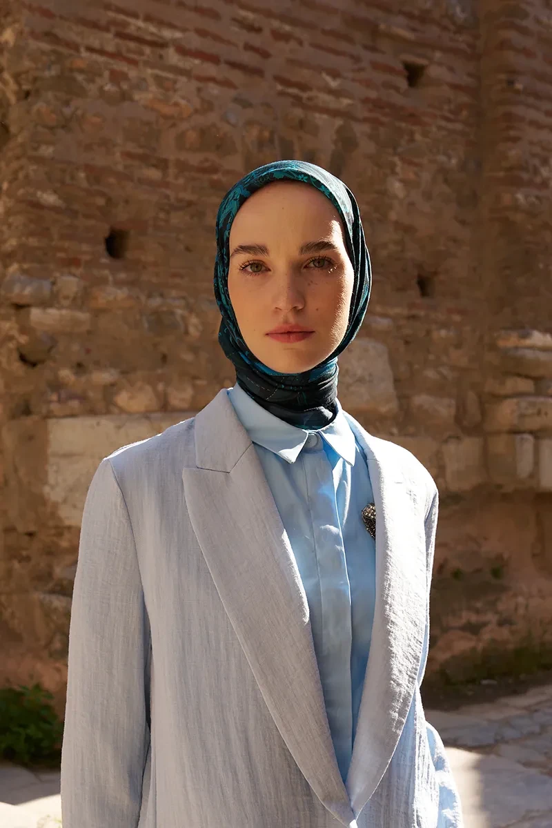 Glaze Mistral Desen Eşarp - Gece Mavisi - ED SCARF