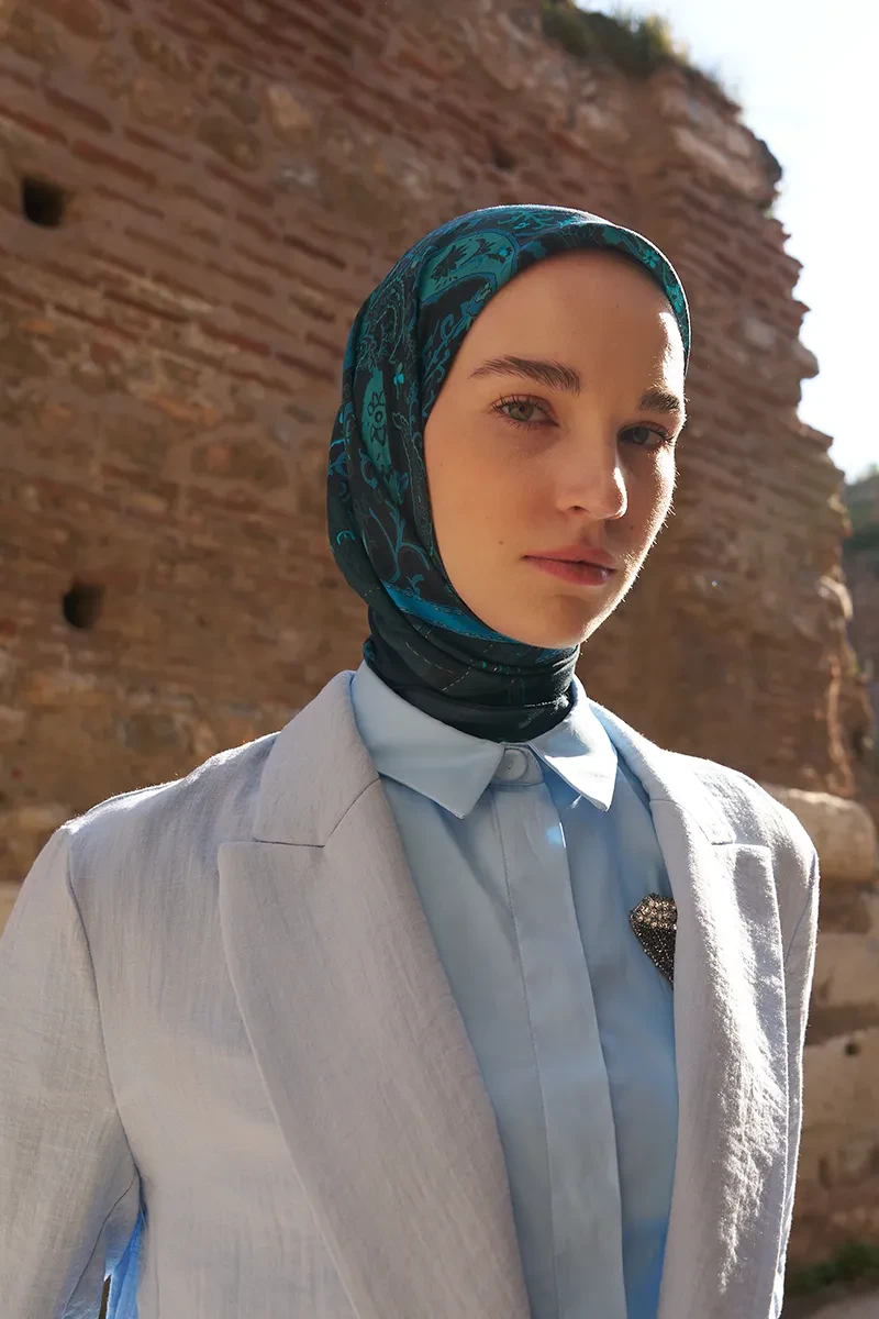 Glaze Mistral Desen Eşarp - Gece Mavisi - ED SCARF