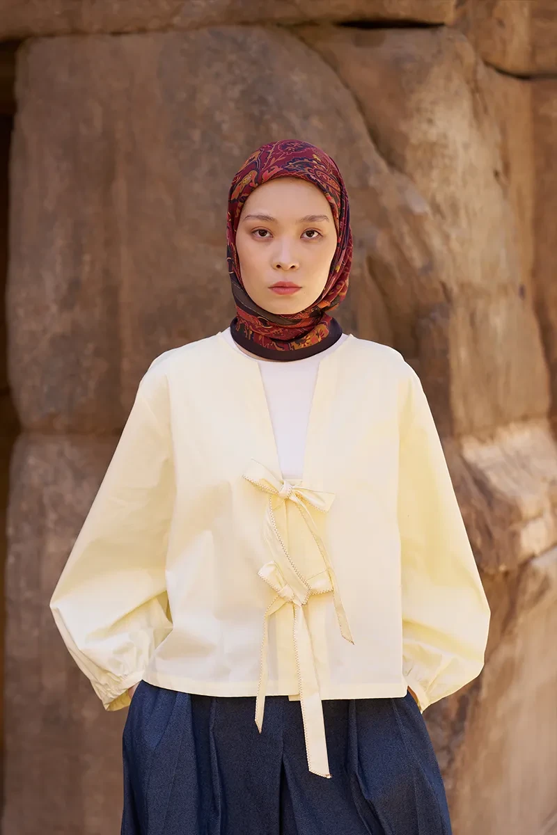 Glaze Mistral Desen Eşarp - Kahverengi - ED SCARF