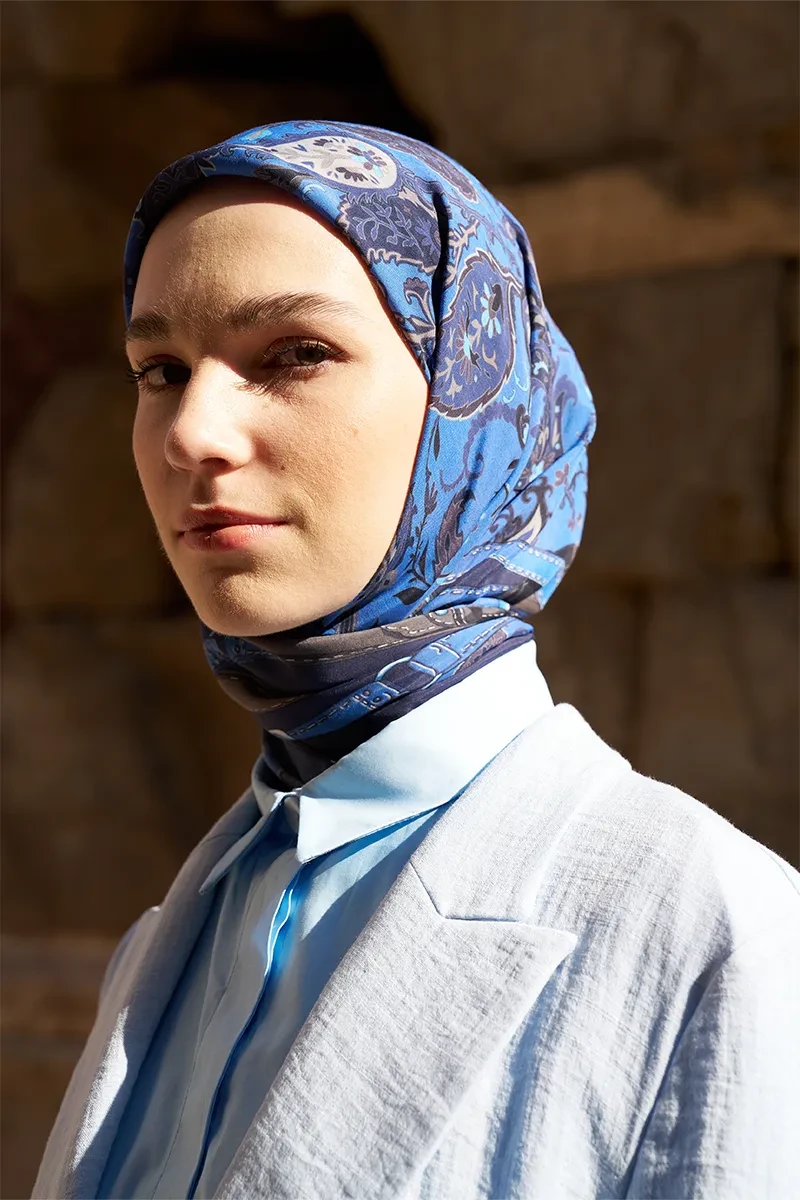 Glaze Mistral Desen Eşarp - Lacivert - ED SCARF