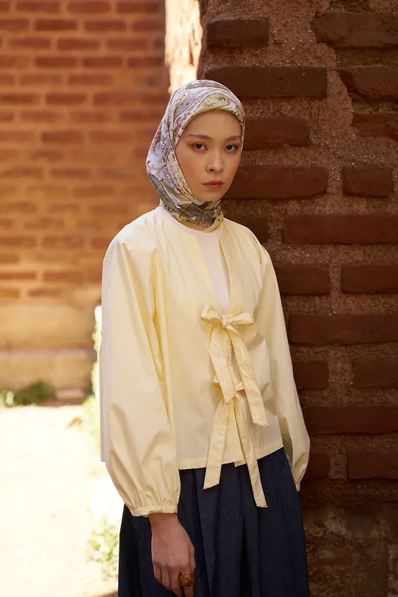 Glaze Mistral Desen Eşarp - Sarı - ED SCARF