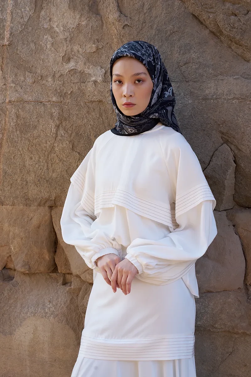 Glaze Mistral Desen Eşarp - Siyah - ED SCARF