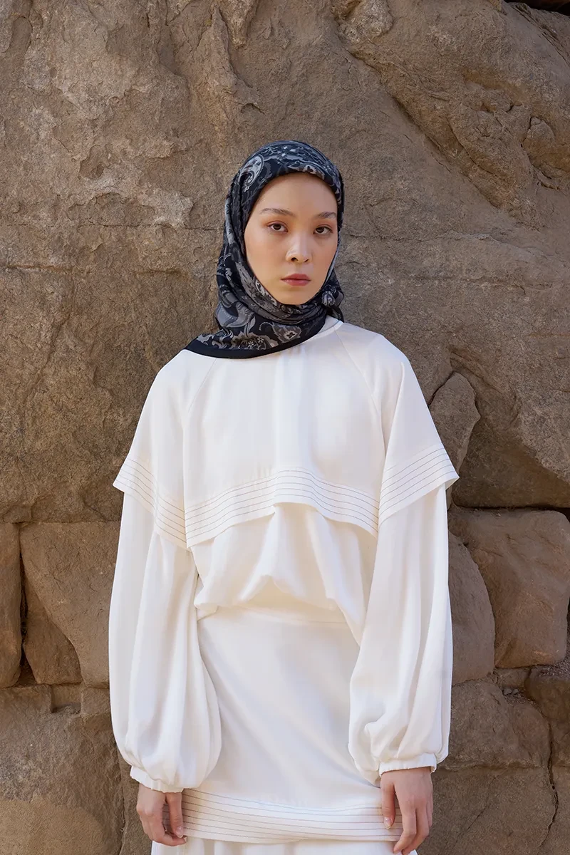 Glaze Mistral Desen Eşarp - Siyah - ED SCARF