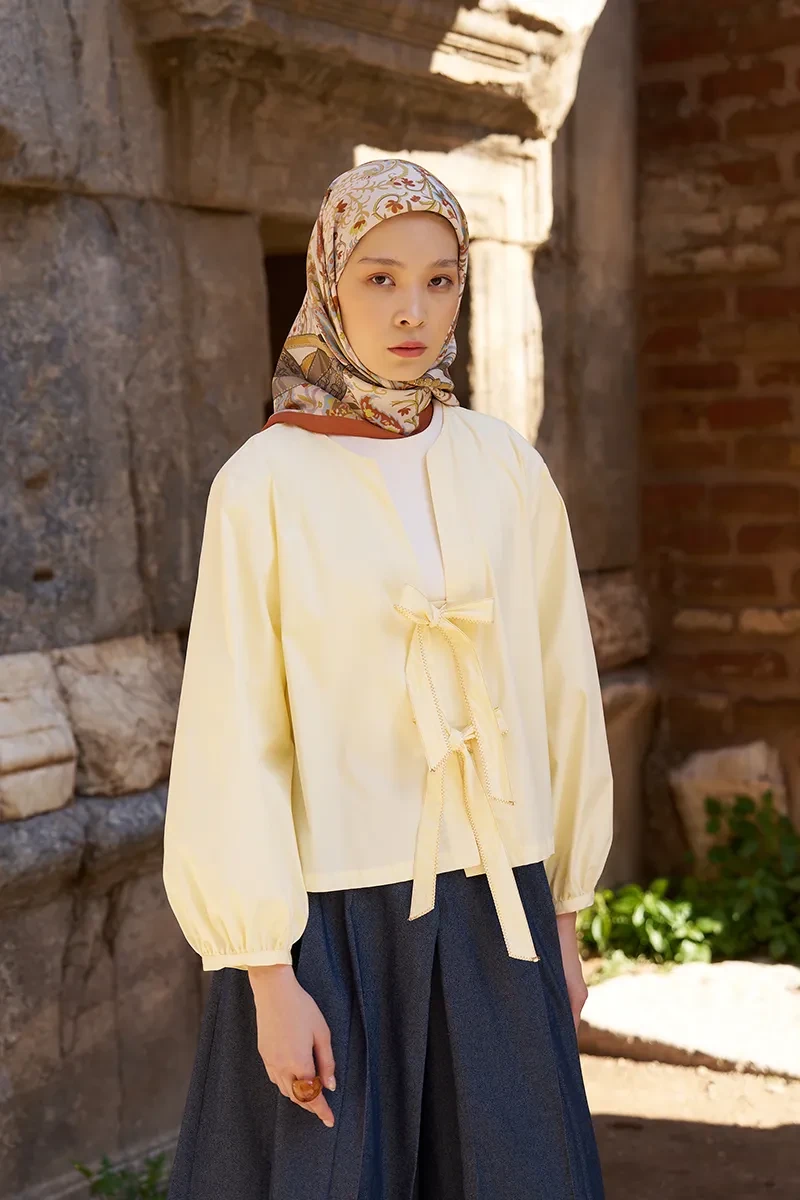 Glaze Mistral Desen Eşarp - Turuncu - ED SCARF