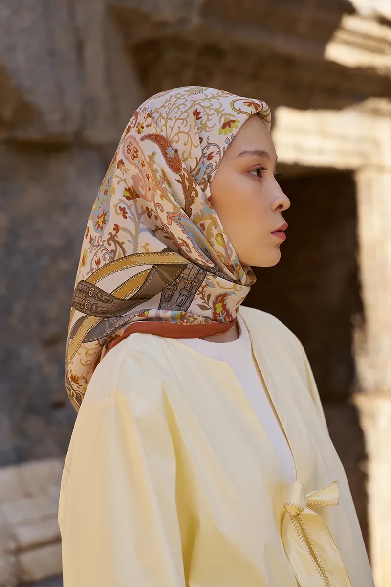 Glaze Mistral Desen Eşarp - Turuncu - ED SCARF