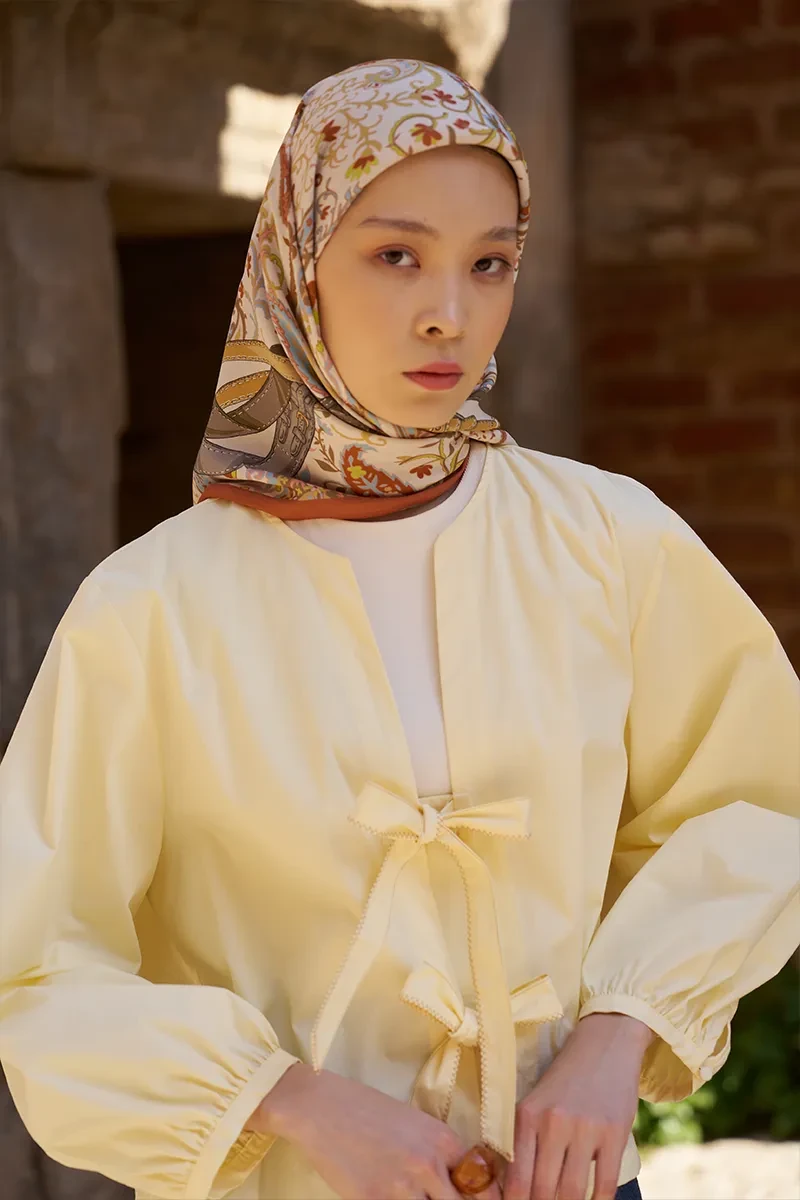 Glaze Mistral Desen Eşarp - Turuncu - ED SCARF