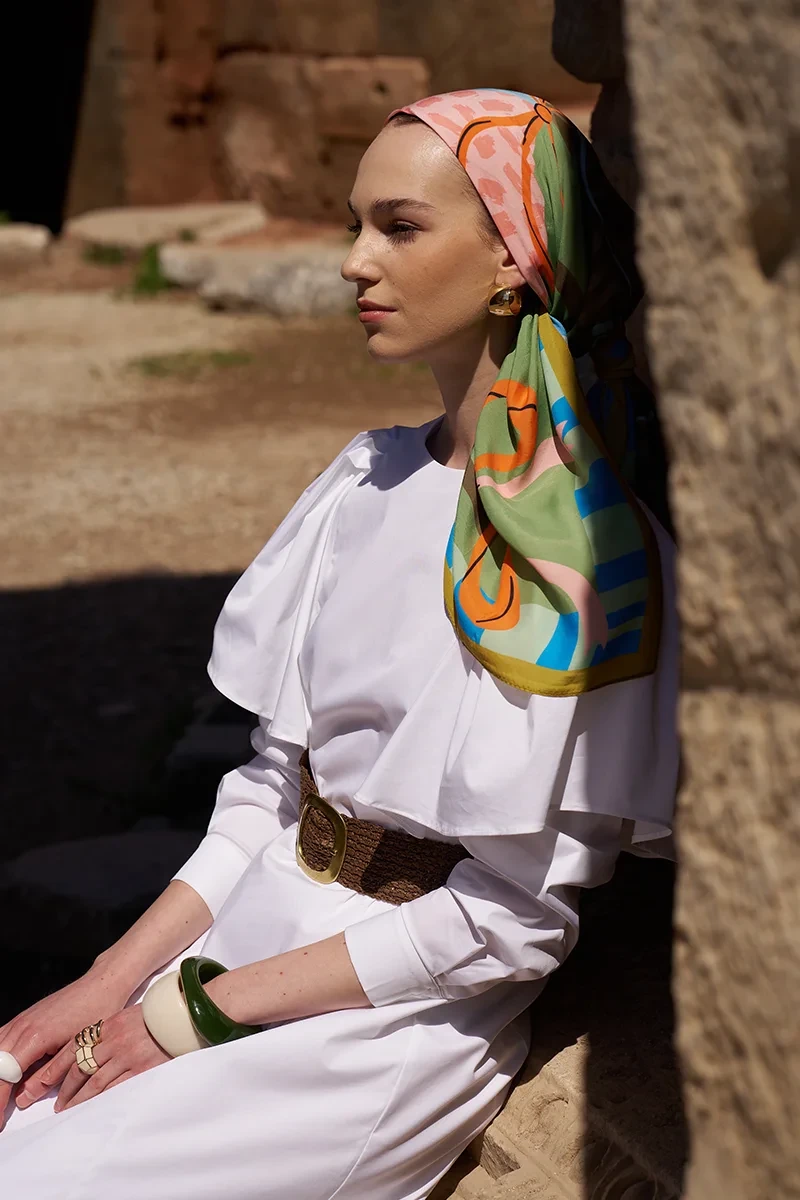 Glaze Ribbon Desen Eşarp - Yeşil - ED SCARF