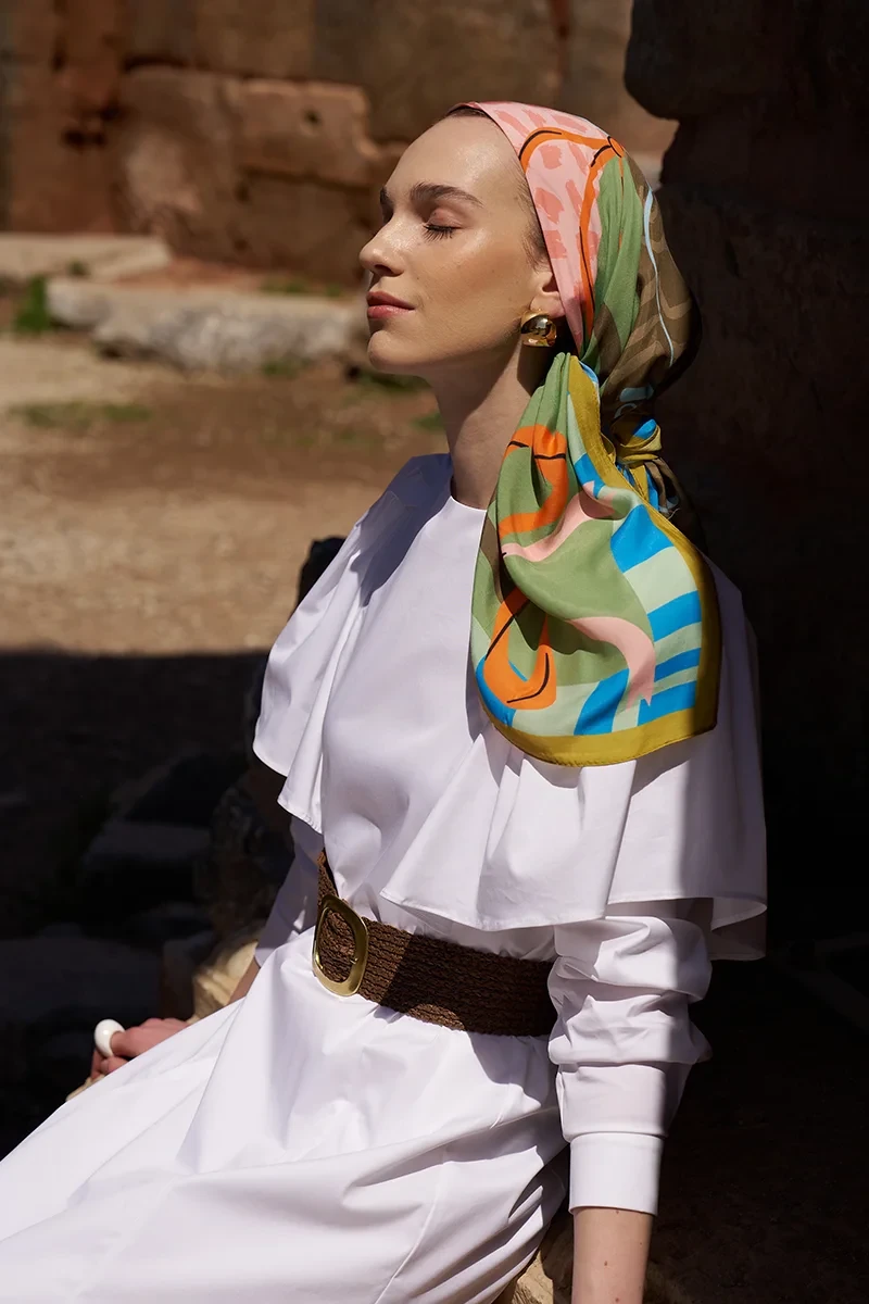 Glaze Ribbon Desen Eşarp - Yeşil - ED SCARF