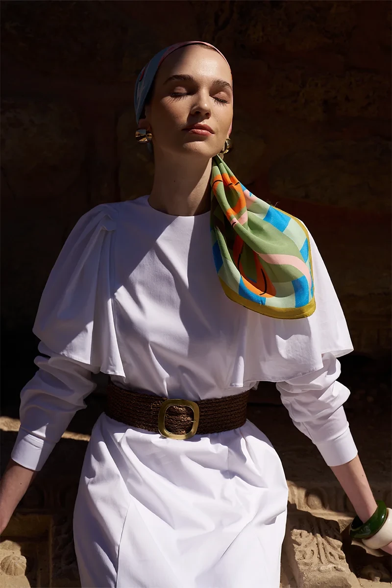 Glaze Ribbon Desen Eşarp - Yeşil - ED SCARF