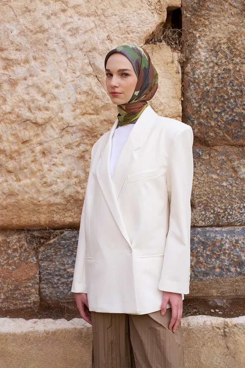 Glaze Vase Desen Eşarp - Yeşil - ED SCARF