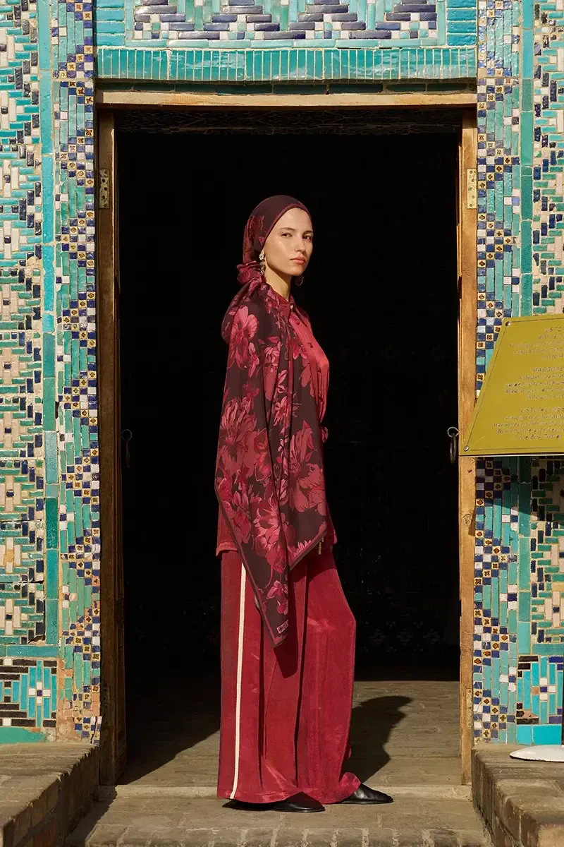 Gülzar Yün İpek Şal - Mürdüm - 4