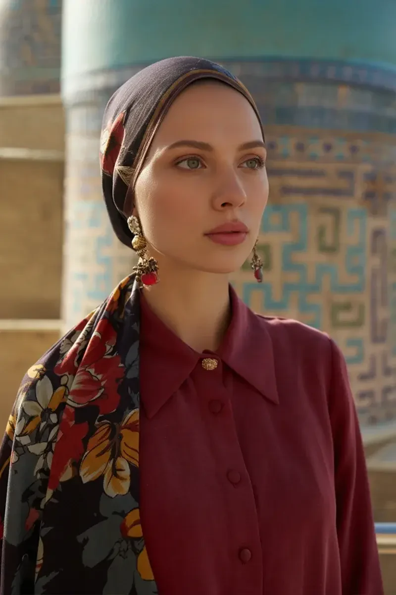 Gülzar Yün İpek Şal - Siyah - ED SCARF