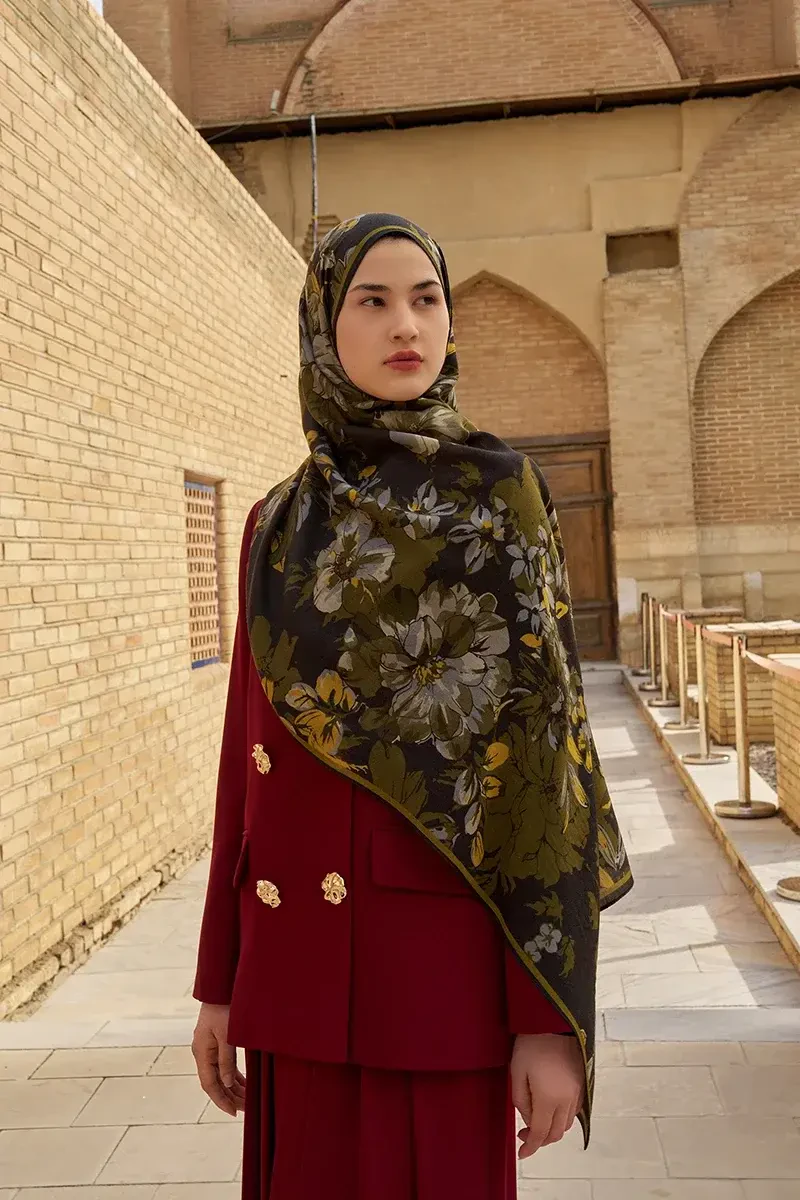 Gülzar Yün İpek Şal - Yeşil - ED SCARF